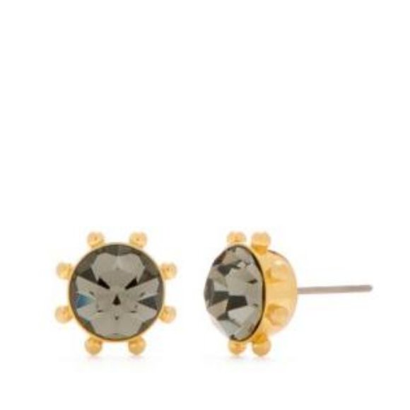 Kate Spade New York Flying Colors Bezel Studs Earrings (Black Diamond) Earring
